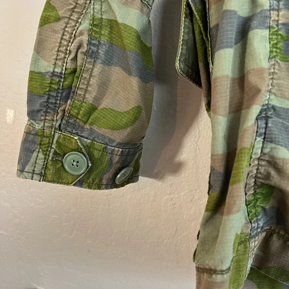 J Crew Olive Green Camouflage Field Military Jacket Women’s, Utility Pockets, S - Picture 9 of 11